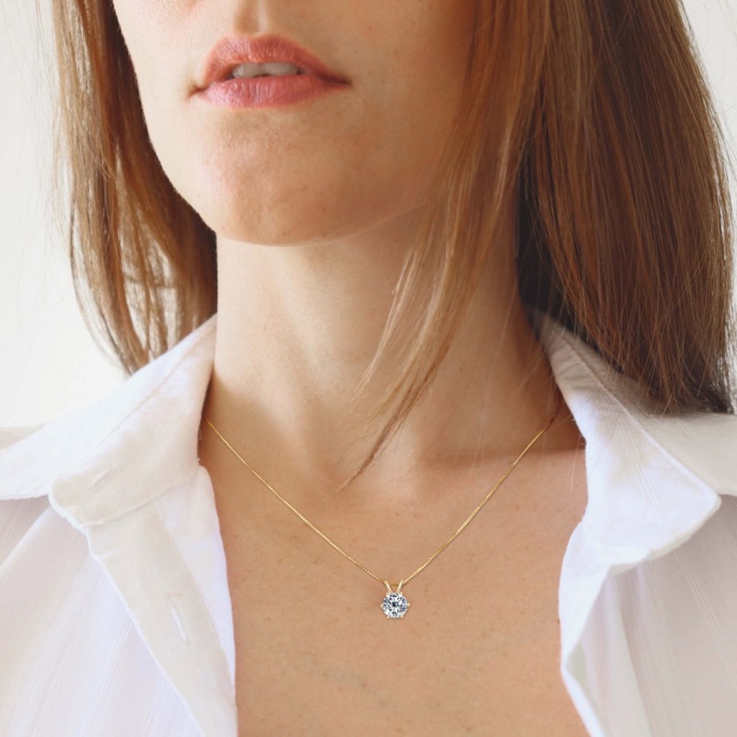 Moissanite Pendant Necklace - Gold Plated 925 Sterling Silver - www.gemmacraft.com