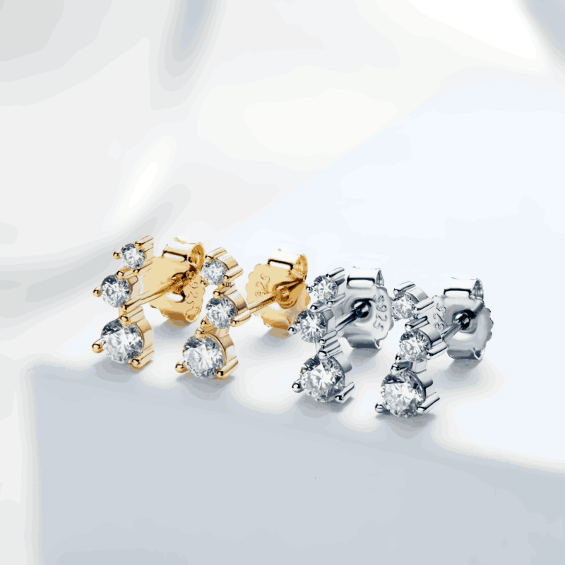 Moissanite Stud Earrings - 925 Sterling Silver 14K Gold platted - www.gemmacraft.com