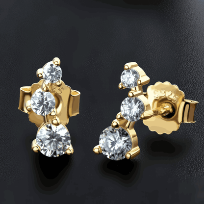 Moissanite Stud Earrings - 925 Sterling Silver 14K Gold platted - www.gemmacraft.com