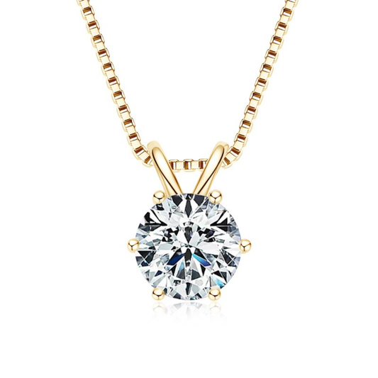 Moissanite Pendant Necklace - Gold Plated 925 Sterling Silver - www.gemmacraft.com