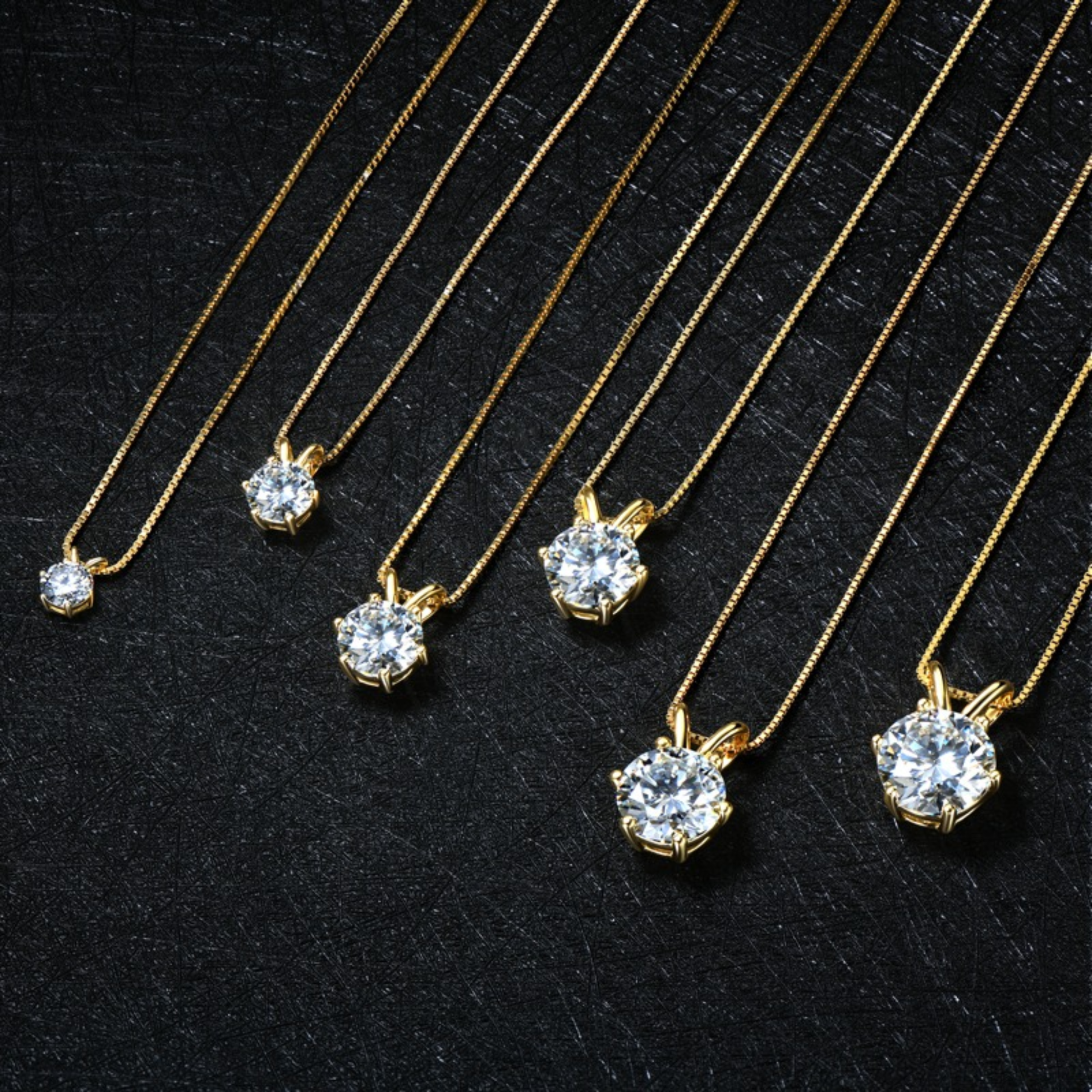 Moissanite Pendant Necklace - Gold Plated 925 Sterling Silver - www.gemmacraft.com