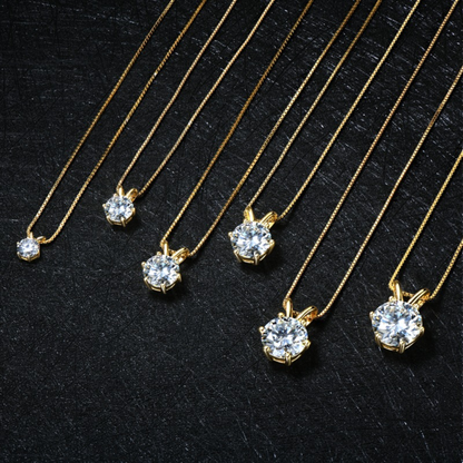 Moissanite Pendant Necklace - Gold Plated 925 Sterling Silver - www.gemmacraft.com