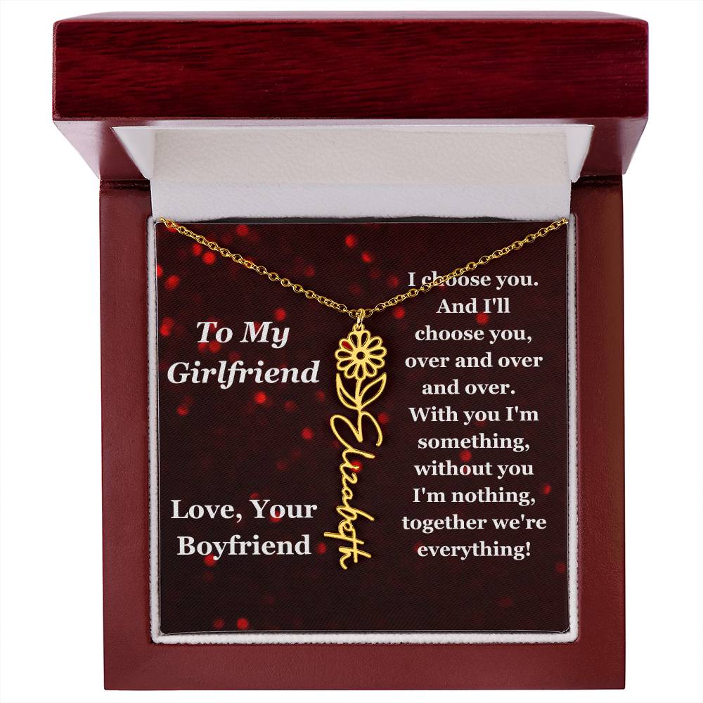 To My Girlfriend- Flower Name Necklace - www.gemmacraft.com