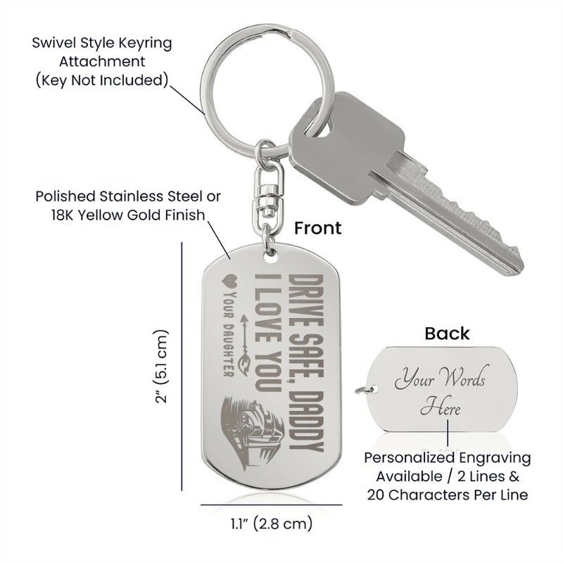 Engraved Tag Keychain - www.gemmacraft.com. personalized keychain gift for dad