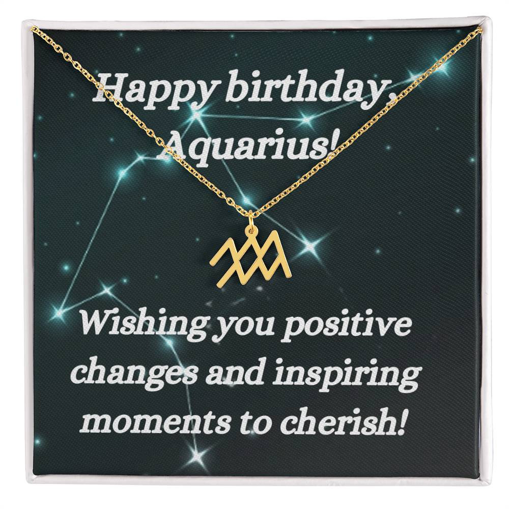 Happy birthday-Zodiac Symbol Necklace-Aquarius - www.gemmacraft.com