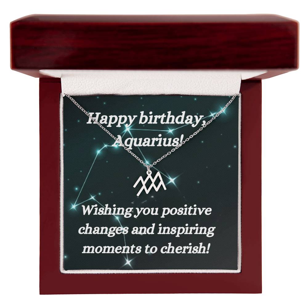 Happy birthday-Zodiac Symbol Necklace-Aquarius - www.gemmacraft.com