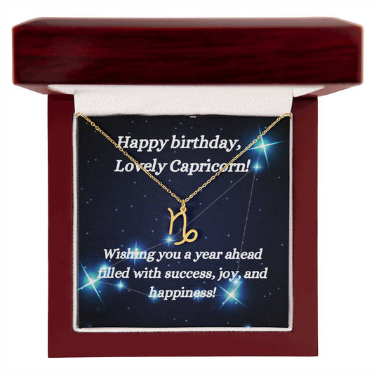 Happy birthday-Zodiac Symbol Necklace-Capricorn - www.gemmacraft.com