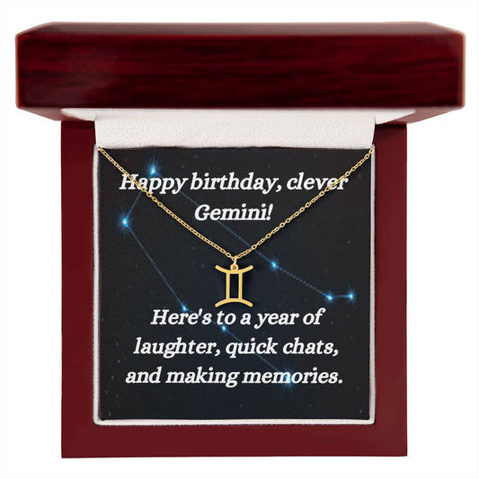 Happy birthday-Zodiac Symbol Necklace-Gemini - www.gemmacraft.com