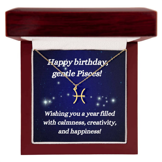 Happy birthday-Zodiac Symbol Necklace-Pisces - www.gemmacraft.com