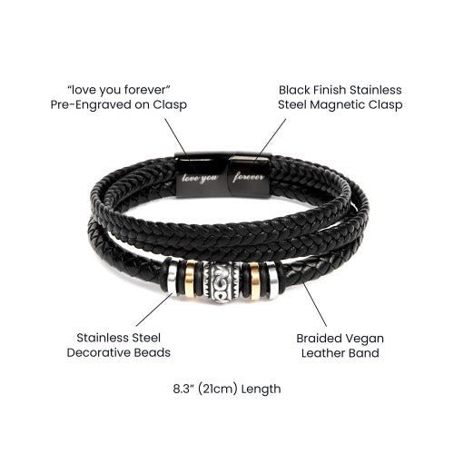 Men's "Love You Forever" Bracelet - www.gemmacraft.com. Dad's birthday gift