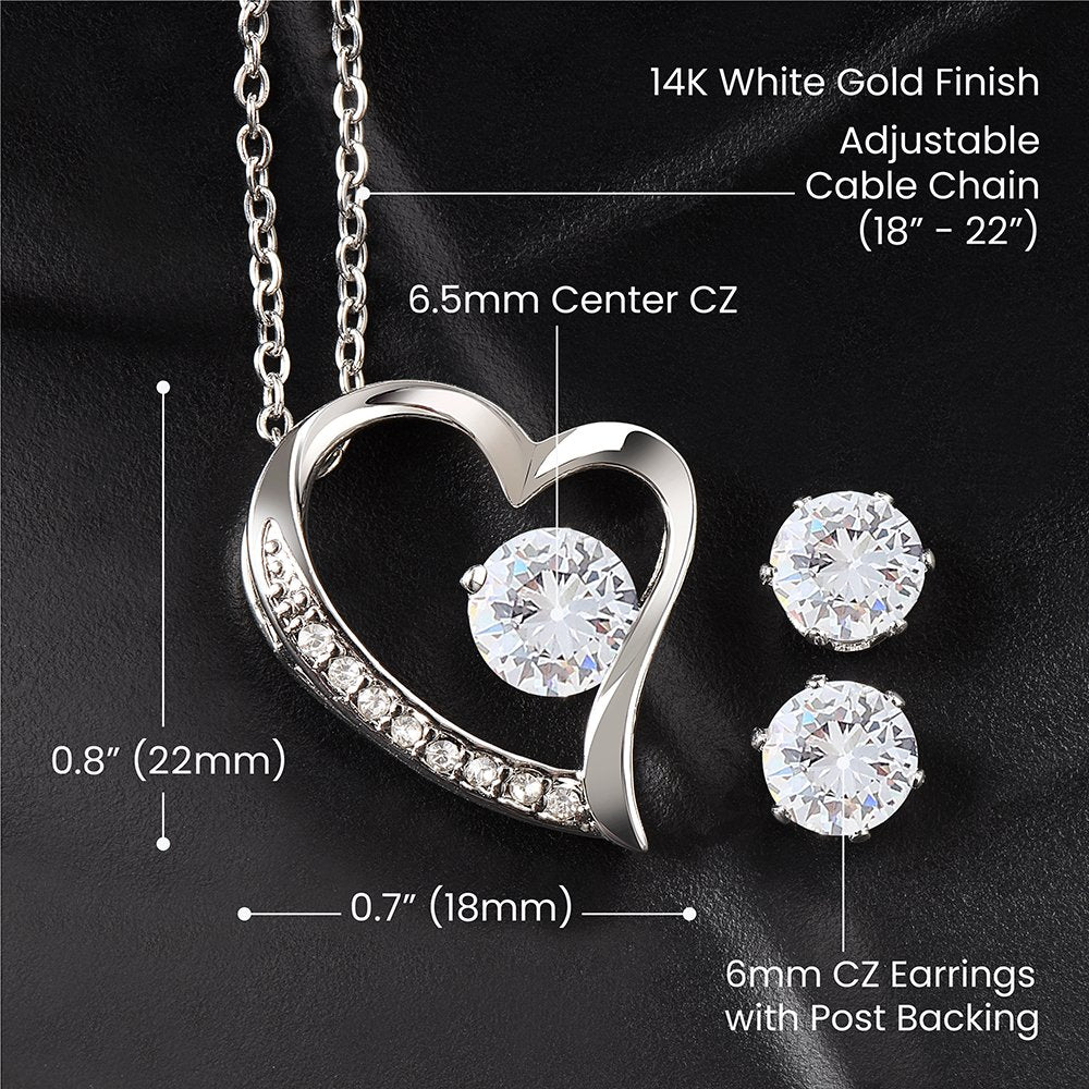 Romantic birthday gifts for girlfriend- Necklace and earring set - www.gemmacraft.com. 14k White Gold Finish