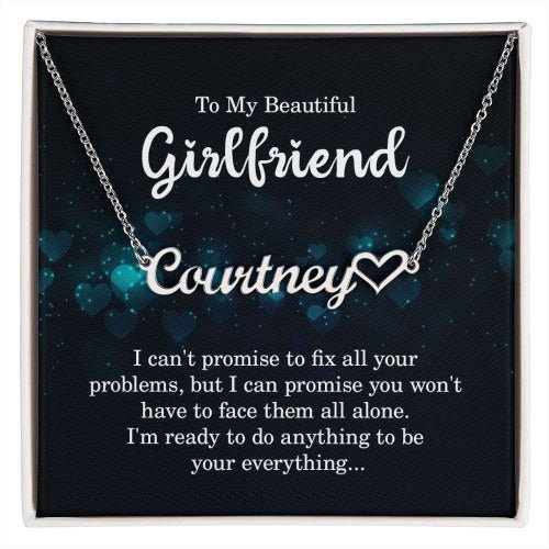 To My Beautiful Girlfriend. Personalized Heart Name Necklace. - www.gemmacraft.com. Best surprise gift for girlfriend