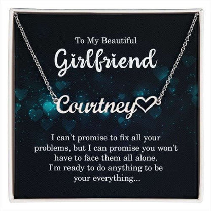 To My Beautiful Girlfriend. Personalized Heart Name Necklace. - www.gemmacraft.com. Best surprise gift for girlfriend