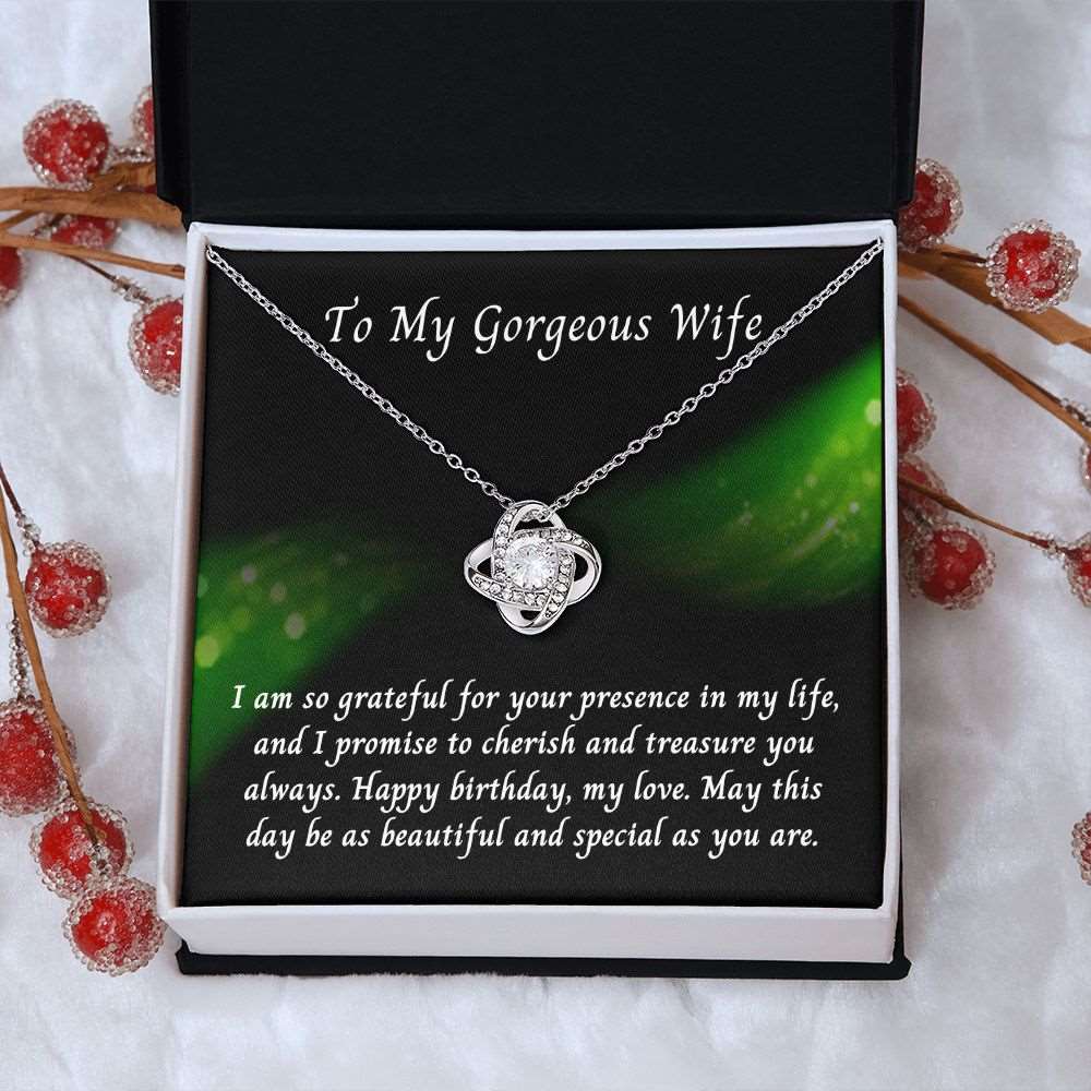 To My Gorgeous Wife. Love Knot Necklace