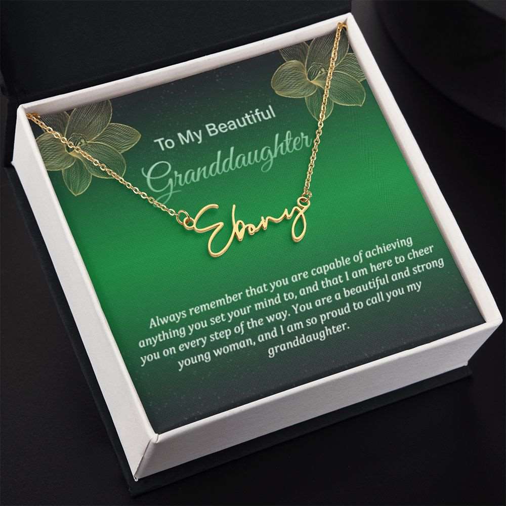 To My Granddaughter.Signature Style Name Necklace. Gift to my granddaughter