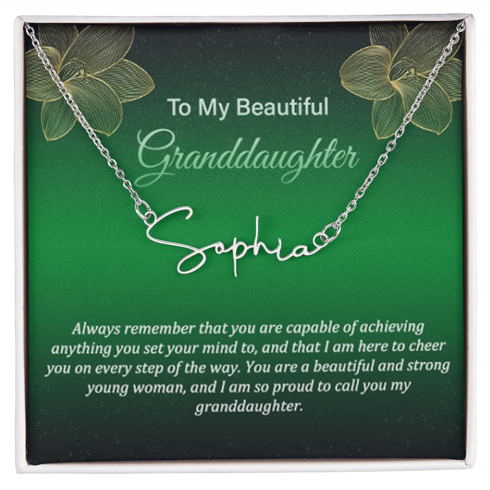 To My Granddaughter.Signature Style Name Necklace. Gift to my granddaughter