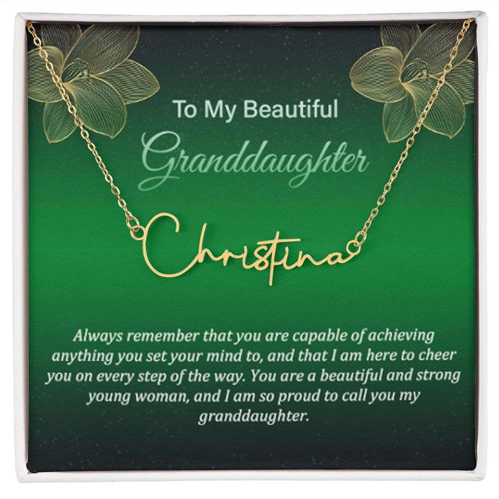 To My Granddaughter.Signature Style Name Necklace. Gift to my granddaughter