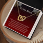 To My Mom. Interlocking Hearts Necklace. - www.gemmacraft.com. Gift to mother. Gold, stainless steel