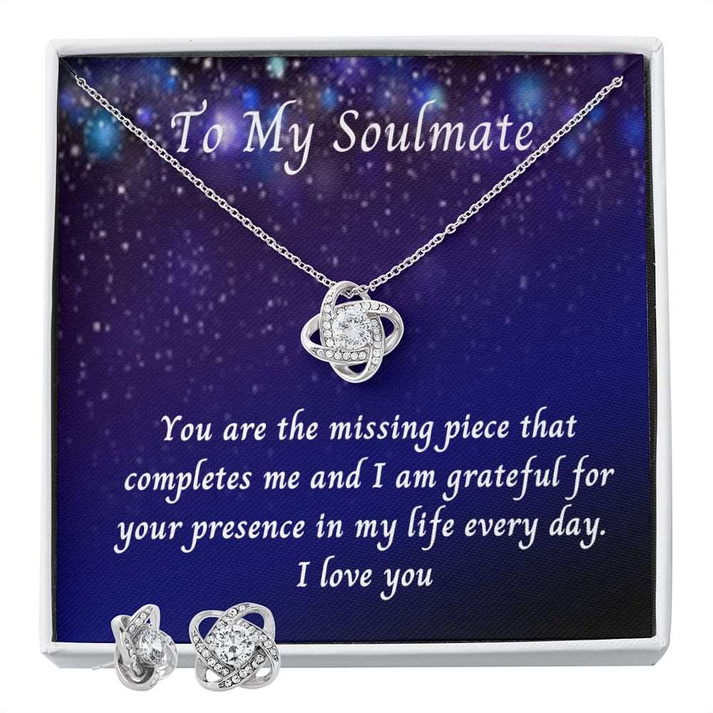 To My Soulmate. Love Knot Earring and Necklace Set!