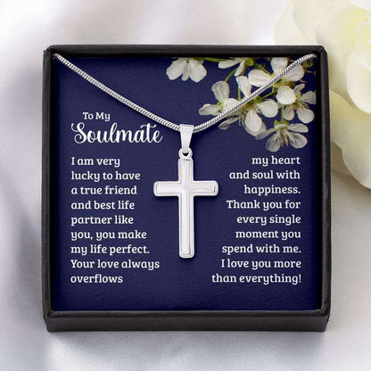 To My Soulmate. Stainless Steel Cross Necklace